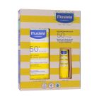 Pack Mustela con Leche solar SPF50+ y Stick Solar SPF50+