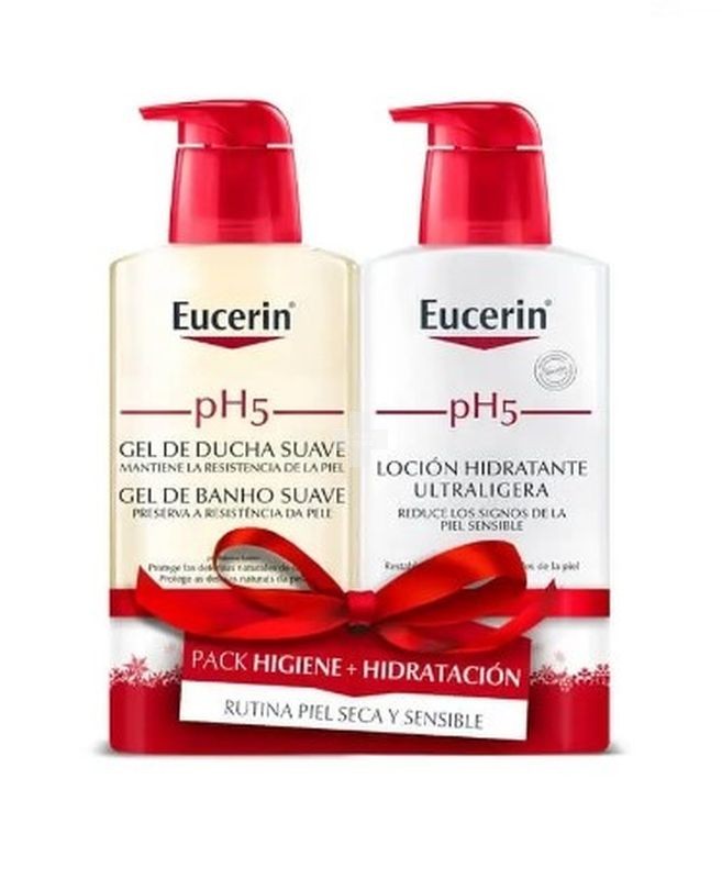 Eucerin Gel De Ducha Suave Y Loción Hidratante Ultraligera. Indicado para pieles sensibles, restaura las defensas naturales de la piel.