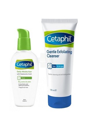 Cetaphil Hidratante Ligera Día + Exfoliante, formulado para pieles sensibles y secas