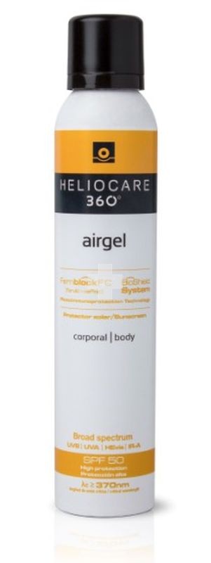 Heliocare 360º spf 50 fluido airgel corporal protector solar 200 ml, para todo tipo de piel, cómoda aplicación, acabado invisible
