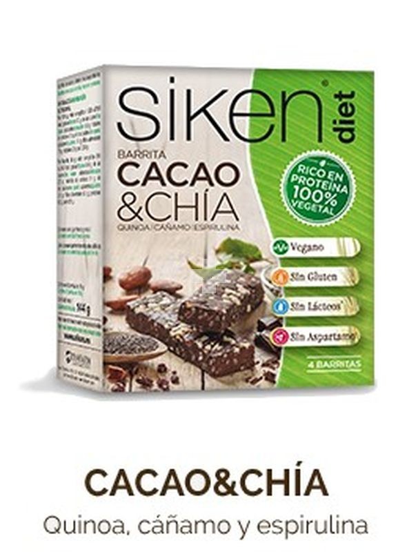 Siken Diet Veg Barritas Cacao y Chía 4 uds