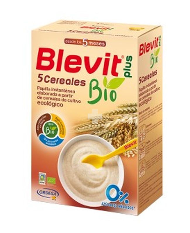 Blevit Plus 5 Cereales Bio (250g). Fácil disolución, excelente aroma y sabor.