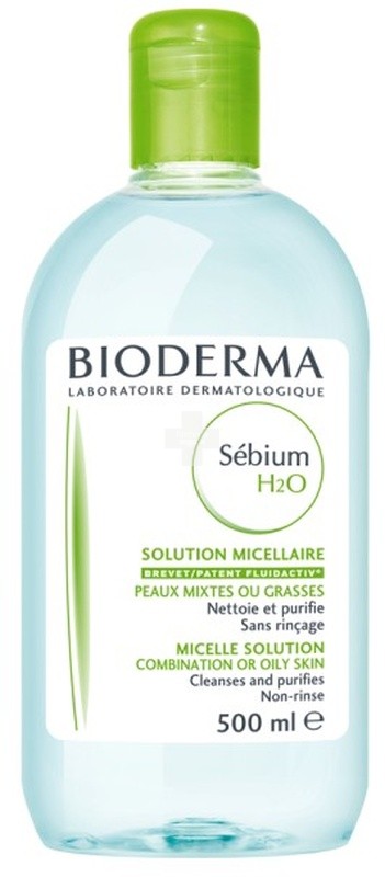 Sebium H2O Solución Micelar Bioderma 500 cc.  Desmaquillante de pieles mixtas y  grasas.
