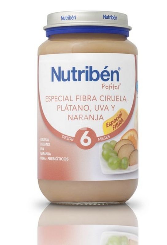 Nutribén Potito Fibra Ciruela, Plátano, Uva y Naranja 250 g