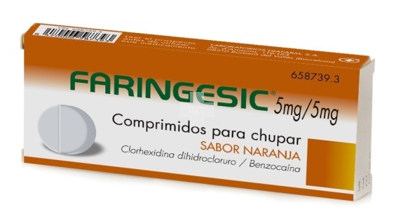 Faringesic 5 mg/5 mg Comprimidos Para Chupar Sabor Naranja - 20 Comprimidos