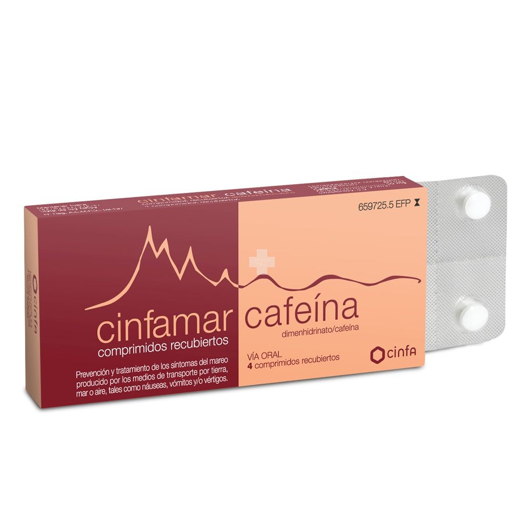 Cinfamar Cafeina 50 mg/50 mg Comprimidos Recubiertos - 4 Comprimidos