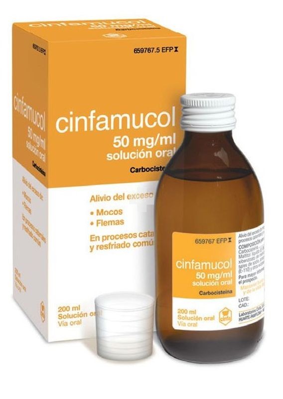 Cinfamucol Carbocisteina 50 mg /ml Solución Oral - 1 Frasco De 200 ml