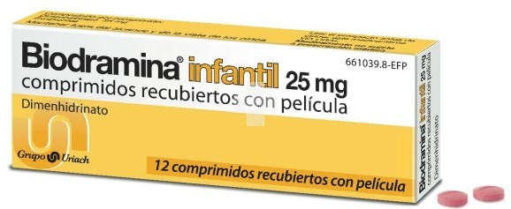 Biodramina Infantil 25 mg Comprimidos Recubiertos Con Pelicula - 12 Comprimidos
