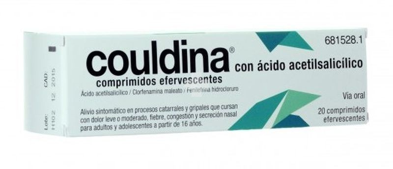 COULDINA CON ACIDO ACETILSALICILICO COMPRIMIDOS EFERVESCENTES , 20 comprimidos