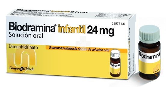 Biodramina Infantil 24 mg Solución Oral - 5 Envases Unidosis De 6 ml
