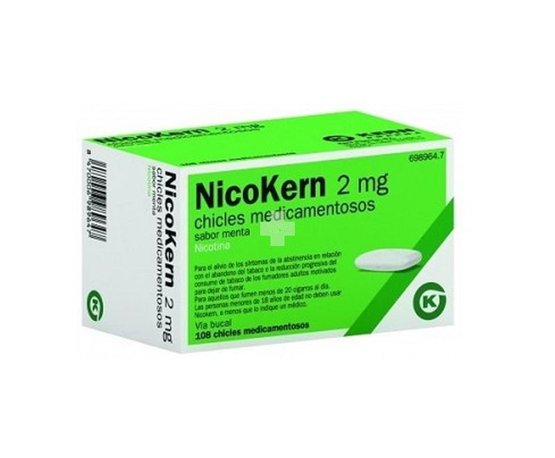 NICOKERN 2 MG CHICLES MEDICAMENTOSOS SABOR MENTA , 108 chicles (PVC/PE/PVDC/AL)