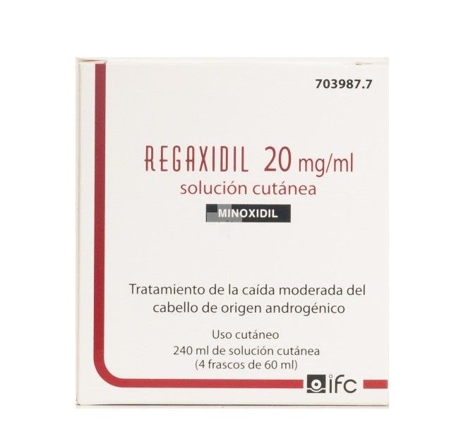 Regaxidil 20 mg/ml solución cutánea, 4 frascos 60 ml