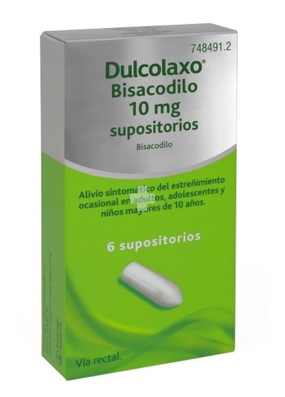 Dulcolaxo Bisacodilo 10 mg Supositorios - 6 Supositorios