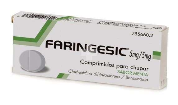 Faringesic 5 mg/5 mg Comprimidos Para Chupar Sabor Menta 20 Comprimidos