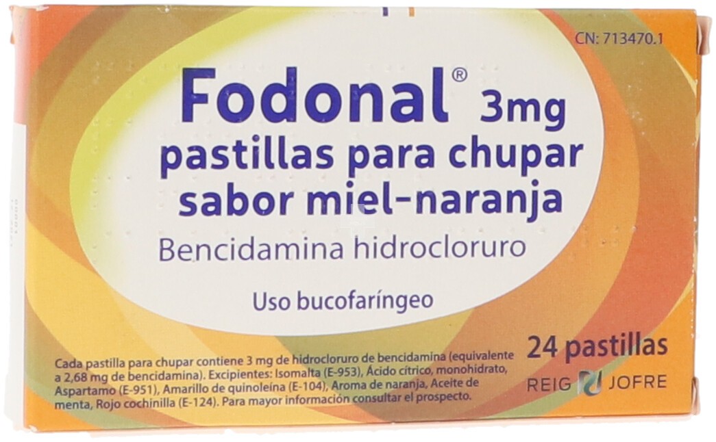 Fodonal 3 mg Pastillas Para Chupar Sabor Miel-Naranja 24 Pastillas