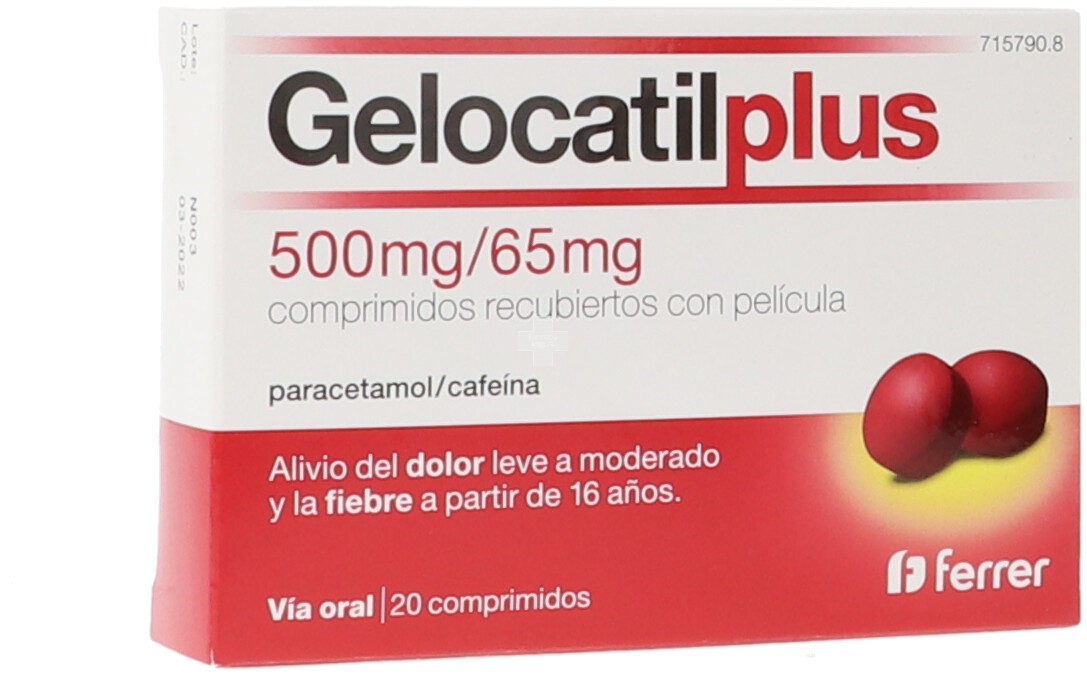 Gelocatil Plus 500 mg/65 mg Comprimidos Recubiertos Con Pelicula - 20 Comprimidos
