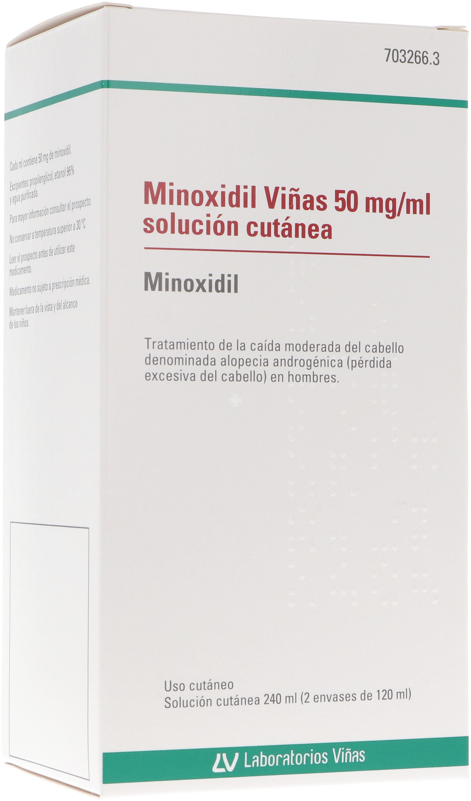 Minoxidil Viñas 50 mg /ml Solución Cutanea - 2 Frascos De 120 ml 