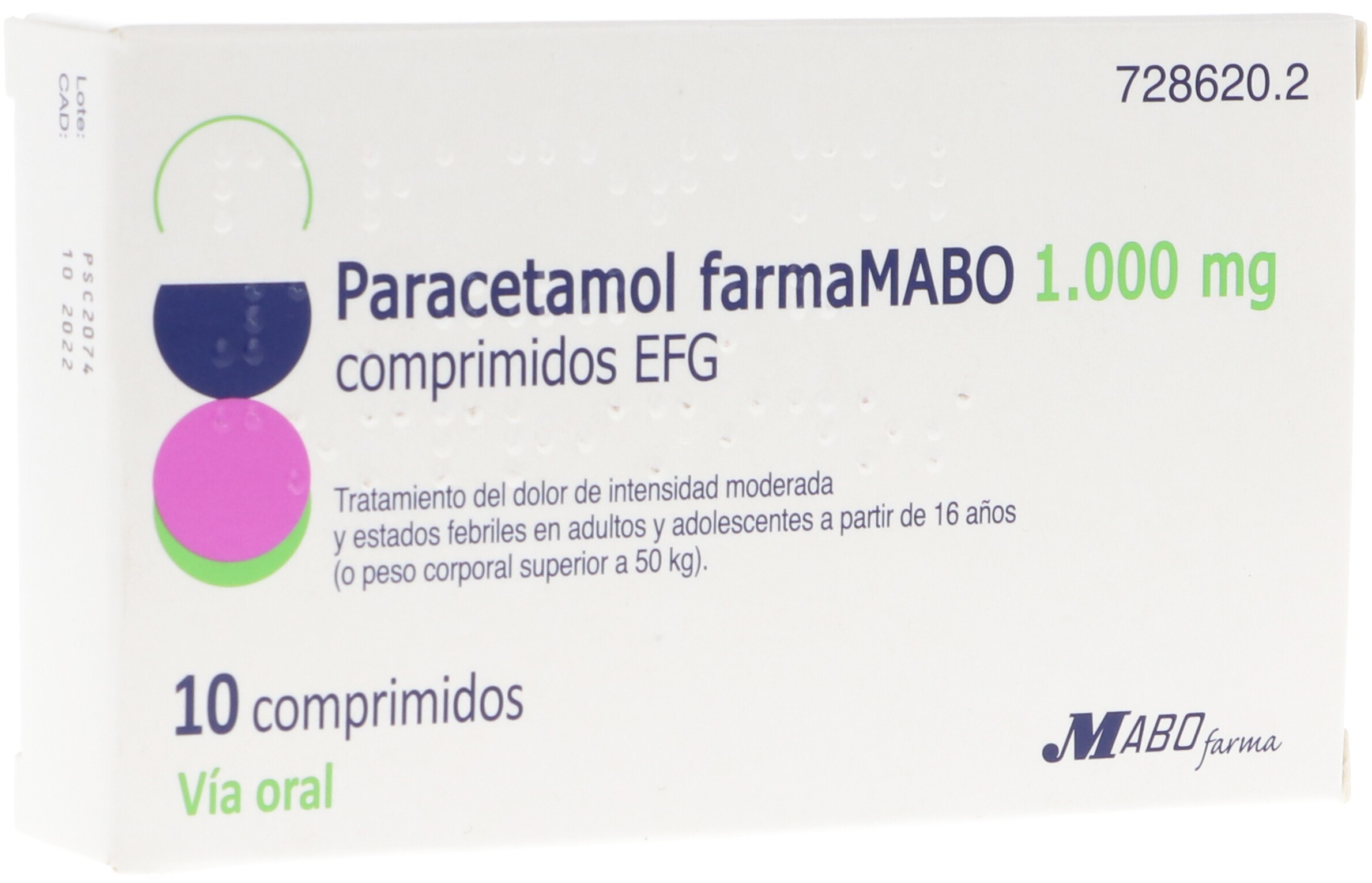 Paracetamol Farmamabo 1000 mg Comprimidos Efg 10 Comprimidos