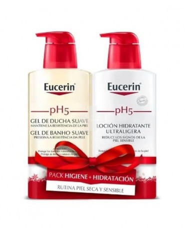 Eucerin Gel De Ducha Suave Y Loción Hidratante Ultraligera. Indicado para pieles sensibles, restaura las defensas naturales de la piel.