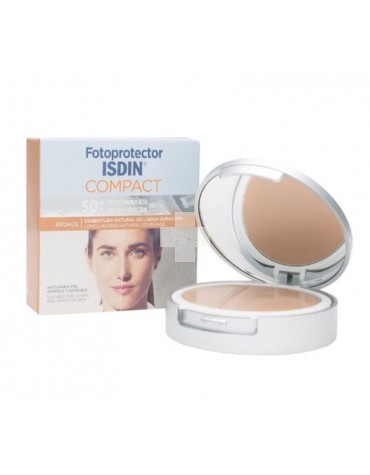 Fotoprotector Isdin Conpact 50+ Arena. ideal para pieles mixtas y grasas, protege y matifica en un solo gesto.