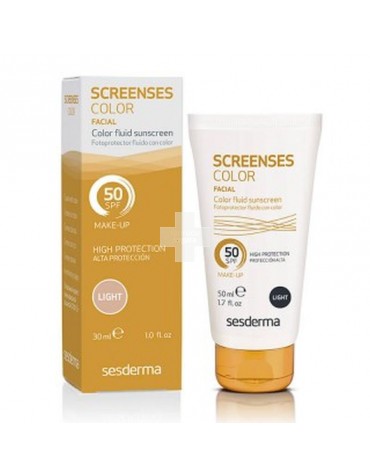 Screenses Fluido SPF 50 Light 50 ml, fotoprotector con color para pieles secas