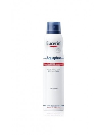 Eucerin Aquaphor Spray Pomada Corporal 250 ml, acelera la regeneración de la piel seca y agrietada.