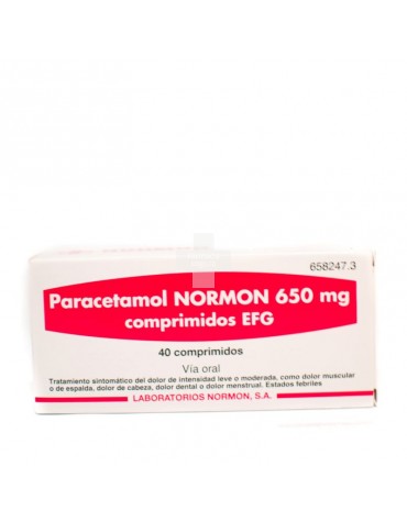 Paracetamol Normon 650 mg Comprimidos Efg - 40 Comprimidos
