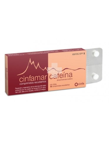 Cinfamar Cafeína 50mg/50mg 10 Comprimidos Recubiertos.