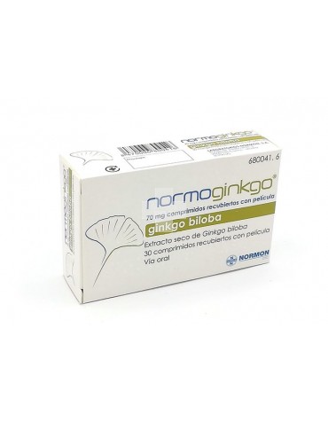 NORMOGINKGO 70 mg COMPRIMIDOS RECUBIERTOS CON PELICULA, 30 comprimidos