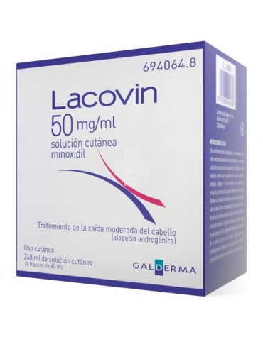 Lacovin 50 mg/ml Solución Cutánea, 4 frascos 60 ml