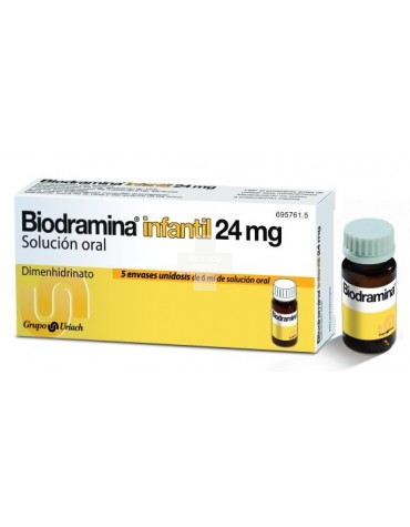 Biodramina Infantil 24mg Solución Oral, 5 Envases Unidosis 6ml.
