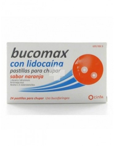 Bucomax Con Lidocaina Pastillas Para Chupar Sabor Naranja - 24 Pastillas