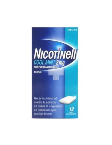 NICOTINELL COOL MINT 2 mg CHICLE MEDICAMENTOSO, 12 chicles