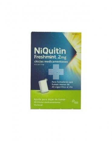 NIQUITIN FRESHMINT 2 MG CHICLES MEDICAMENTOSOS 30 chicles (Blister Al/PVC/PVDC)