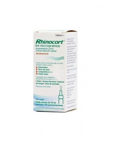 RHINOCORT 64 microgramos SUSPENSION PARA PULVERIZACION NASAL, 1 envase pulverizador de 120 dosis