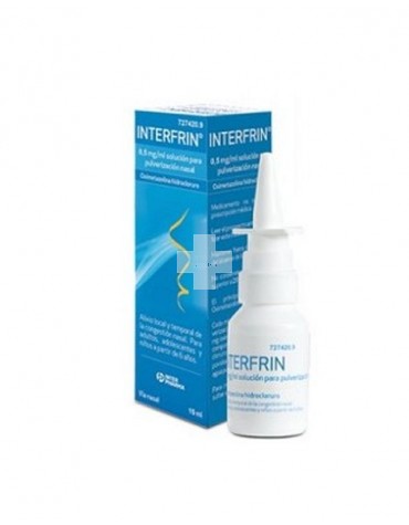 INTERFRIN 0,5 mg/ml SOLUCION PARA PULVERIZACION NASAL , 1 envase pulverizador de 15 ml