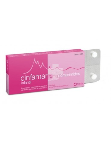 Cinfamar Infantil 25mg 10 Comprimidos Recubiertos.