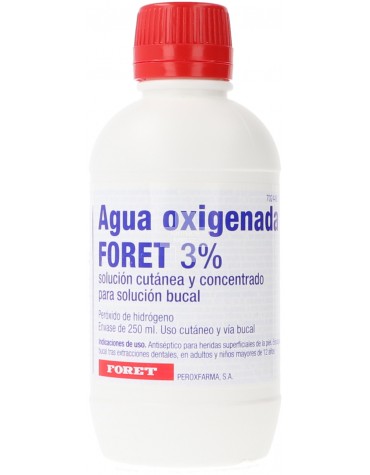 Agua Oxigenada Foret 3 % Solución Cutánea Y Concentrado Para Solución Bucal - 1 Frasco De 250 ml