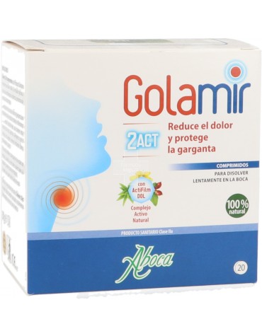 Golamir 2ACT Reduce el Dolor y Protege la Garganta 20 comprimidos