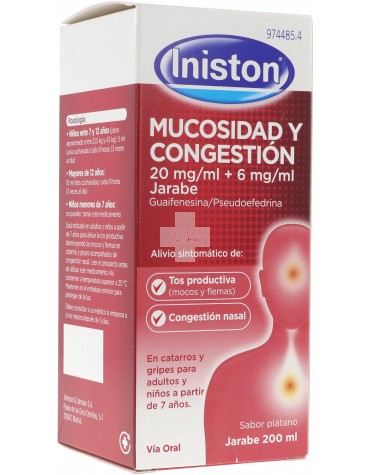 Iniston Mucosidad Y Congestion 20 mg /ml + 6 mg /ml Jarabe - 1 Frasco De 200 ml