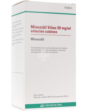 MINOXIDIL VIÑAS 50 mg/ml SOLUCION CUTANEA 2 FRASCOS 120 ML