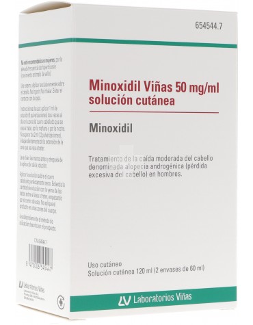 MINOXIDIL VIÑAS 50 mg/ml SOLUCION CUTANEA, 2 frascos de 60 ml