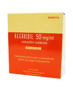 REGAXIDIL 50 mg/ml SOLUCION CUTANEA, 3 frascos de 60 ml