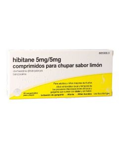 HIBITANE  5 mg/5 mg COMPRIMIDOS PARA CHUPAR SABOR LIMON, 20 comprimidos