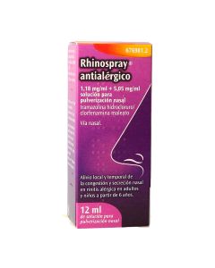 RHINOSPRAY ANTIALERGICO 1,18 MG/ML + 5,05 MG/ML SOLUCION PARA PULVERIZACION NASAL, 1 envase pulverizador de 12 ml