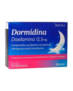 DORMIDINA DOXILAMINA 12,5 mg COMPRIMIDOS RECUBIERTOS CON PELICULA, 14 comprimidos