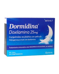 DORMIDINA DOXILAMINA 25 mg COMPRIMIDOS RECUBIERTOS CON PELICULA, 14 comprimidos