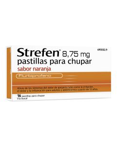 STREFEN 8,75 MG PASTILLAS PARA CHUPAR SABOR NARANJA, 16 pastillas
