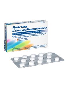 REACTINE CETIRIZINA/PSEUDOEFEDRINA 5mg/120mg COMPRIMIDOS DE LIBERACION PROLONGADA, 14 comprimidos