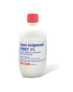 AGUA OXIGENADA FORET 3 %  solución cutánea y concentrado para solución bucal , 1 frasco de 500 ml